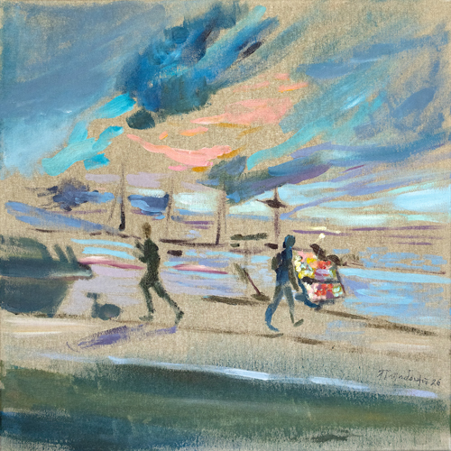 Dusk on the island of Aegina, 50x50cm, acrylics on canvas, 2026
