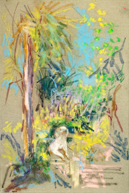 Α dog in the Fokionos square, 40x60cm, oil sticks on canvas, 2026